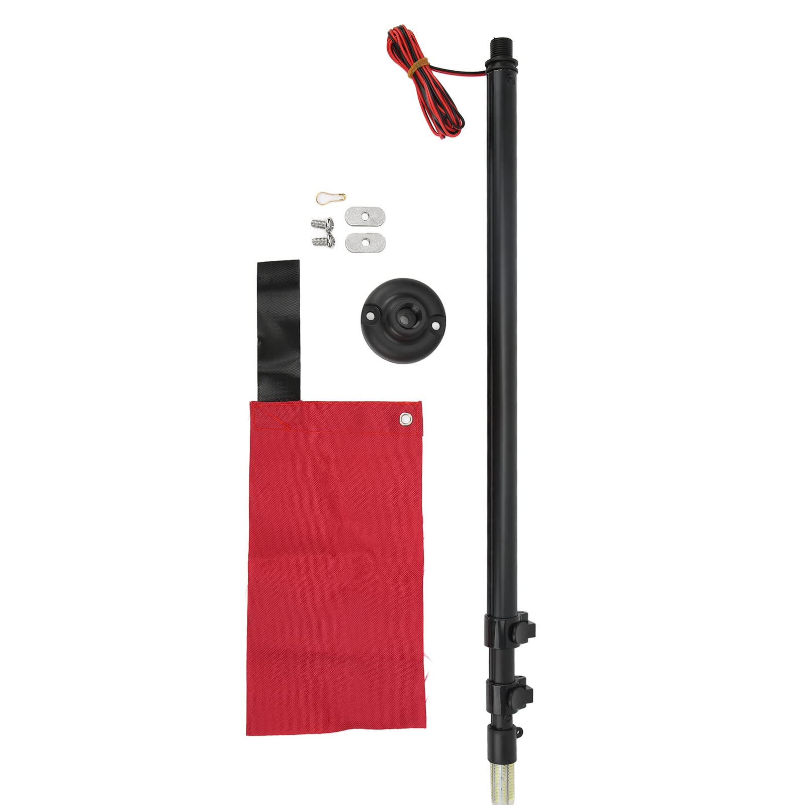 Cryfokt Combinación de Luz de Bandera de Seguridad con Bandera y Lámpara Impermeable para Bote de Remos, Material de Aleación de Nailon y Aluminio