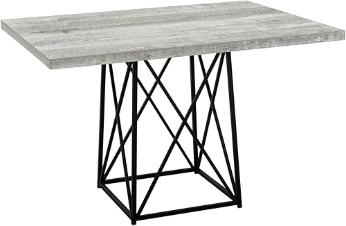 Monarch Specialties I 1108 - Mesa de comedor (base de metal, 36.0 x 48.0in), color gris