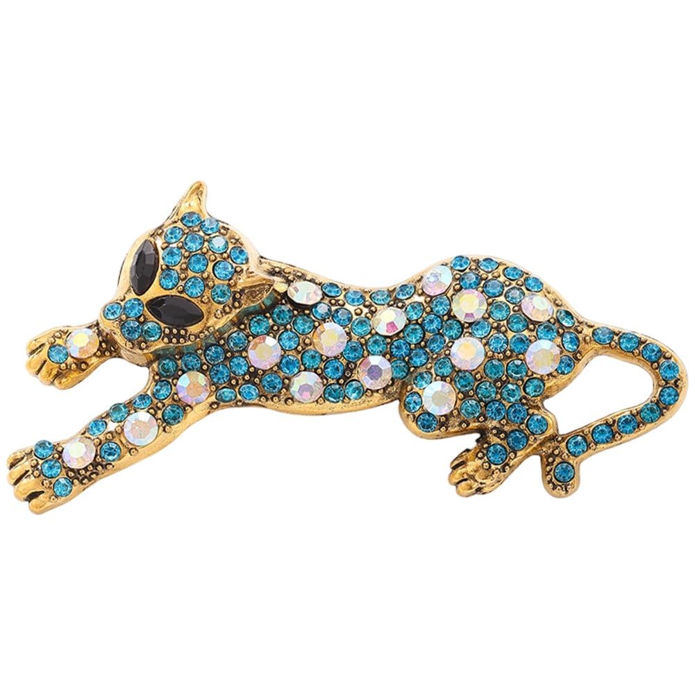 Casiler Rhinestone Leopard Brooch Pin, Vintage Lapel Corsage for Coat Suit Dress Backpack Clothing Jewelry Outfit Decor