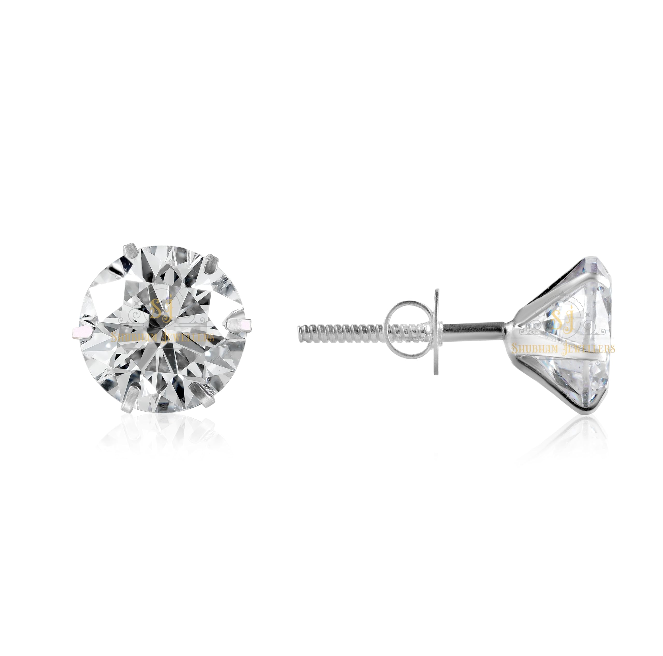 SJ SHUBHAM JEWELLERS™ 925-92.5 Sterling Silver Brilliant Cut Real Cubic Zirconia Fashion Stud Tops Earrings For Men,Women,Children,Boys and Girls (9.0) (B08KHMQGD2) Amazon Price History, Amazon Price Tracker