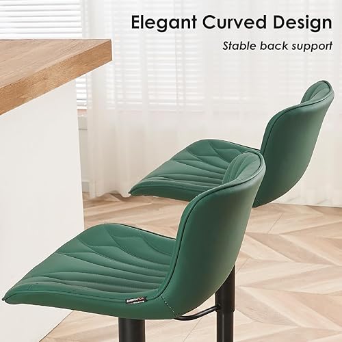 Miniatura 31 de YOUNUOKE Taburetes de bar de altura de mostrador para isla de cocina de 24 pulgadas, de metal, negro, juego de 2 taburetes giratorios ajustables con