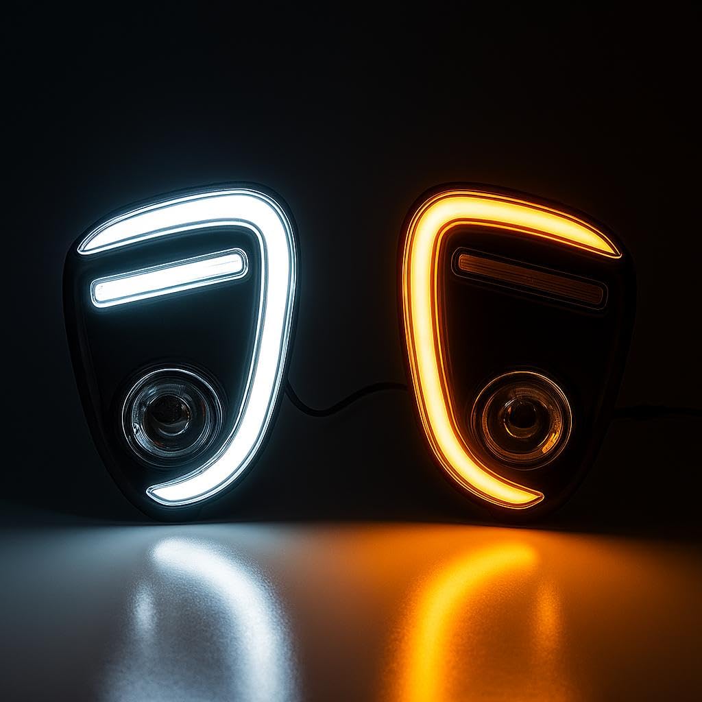 K D DRL LED Fog Lamp Cover with Turn Signal Indicator for Maruti Suzuki Baleno, Dual Color White and Yellow, 2018-2022 Model Compatible-image-12