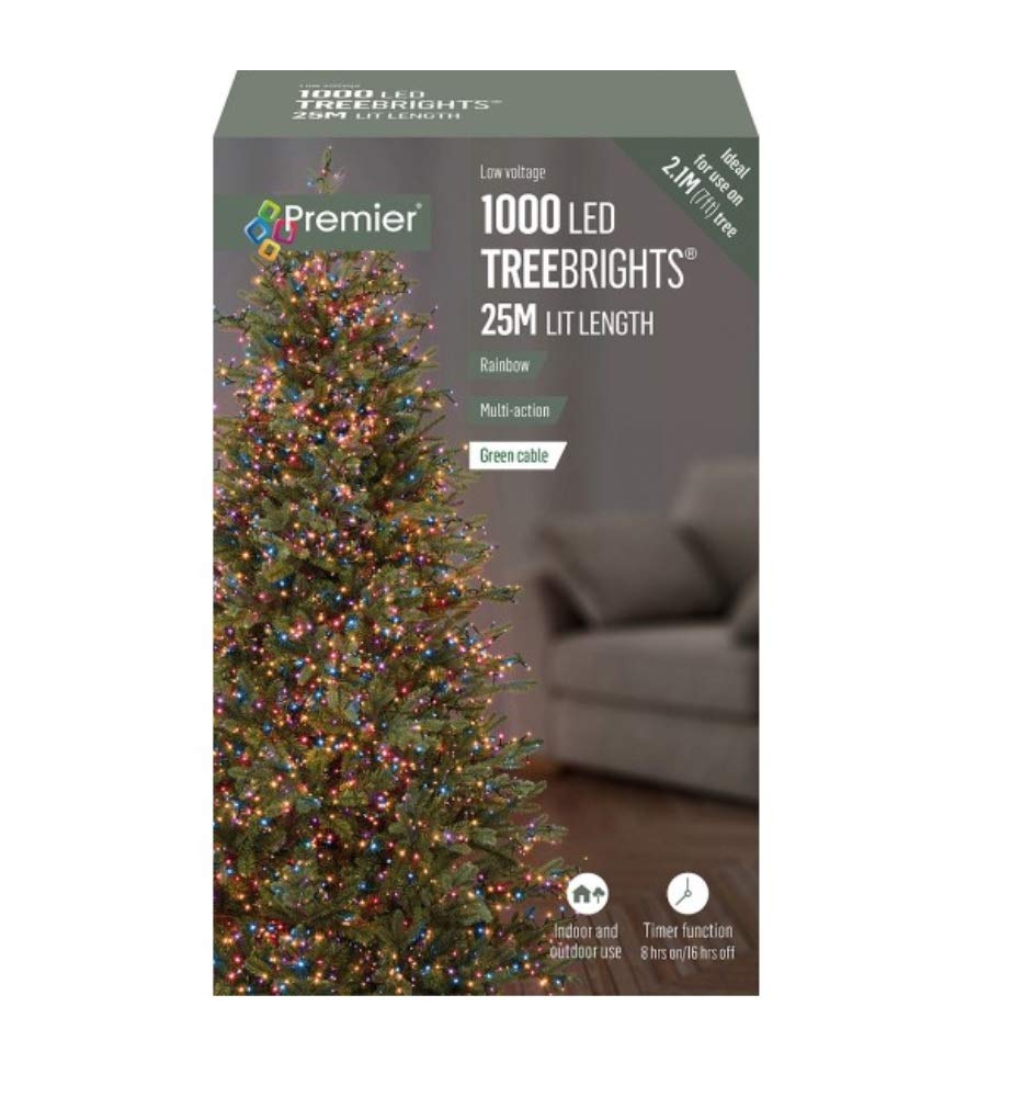 1000 Multi Action Treebrights Rainbow LED Lights with Timer by Premier
