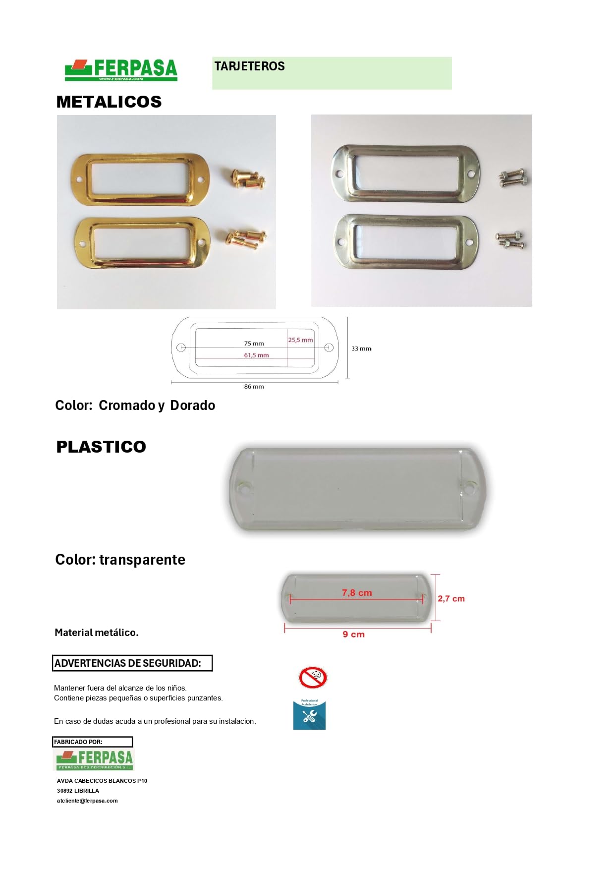 Ferpasa Tarjetero PLÁSTICO BUZÓN 4UD.