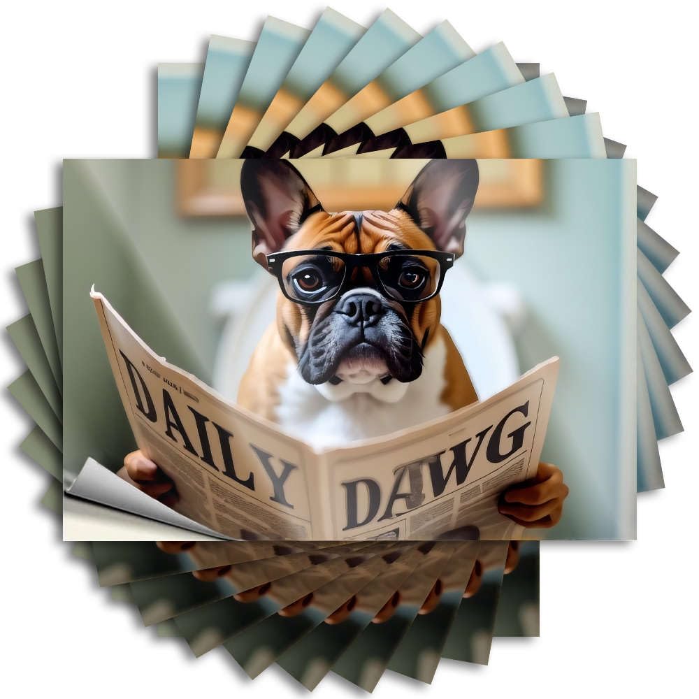 Funny Sticker Fire Teens Waterproof - A Dog Wearing Glasses Reads Daily Dawg Newspaper. Cover Self Adhesive Decal for Items Use(6X9CM)