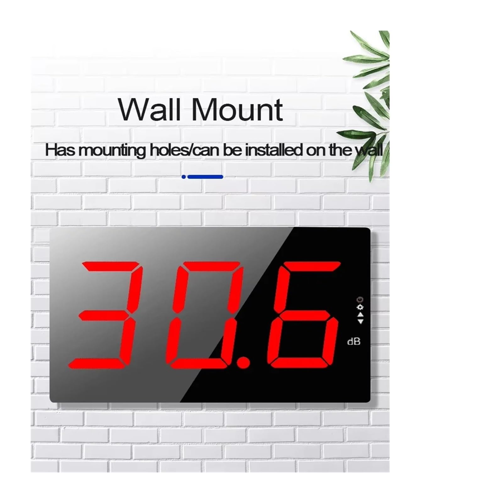 Medidor de Decibeles, Pantalla LCD Montado en la pared Medidor de nivel sonido digital Medición volumen Monitoreo medición 30-130dBNoise