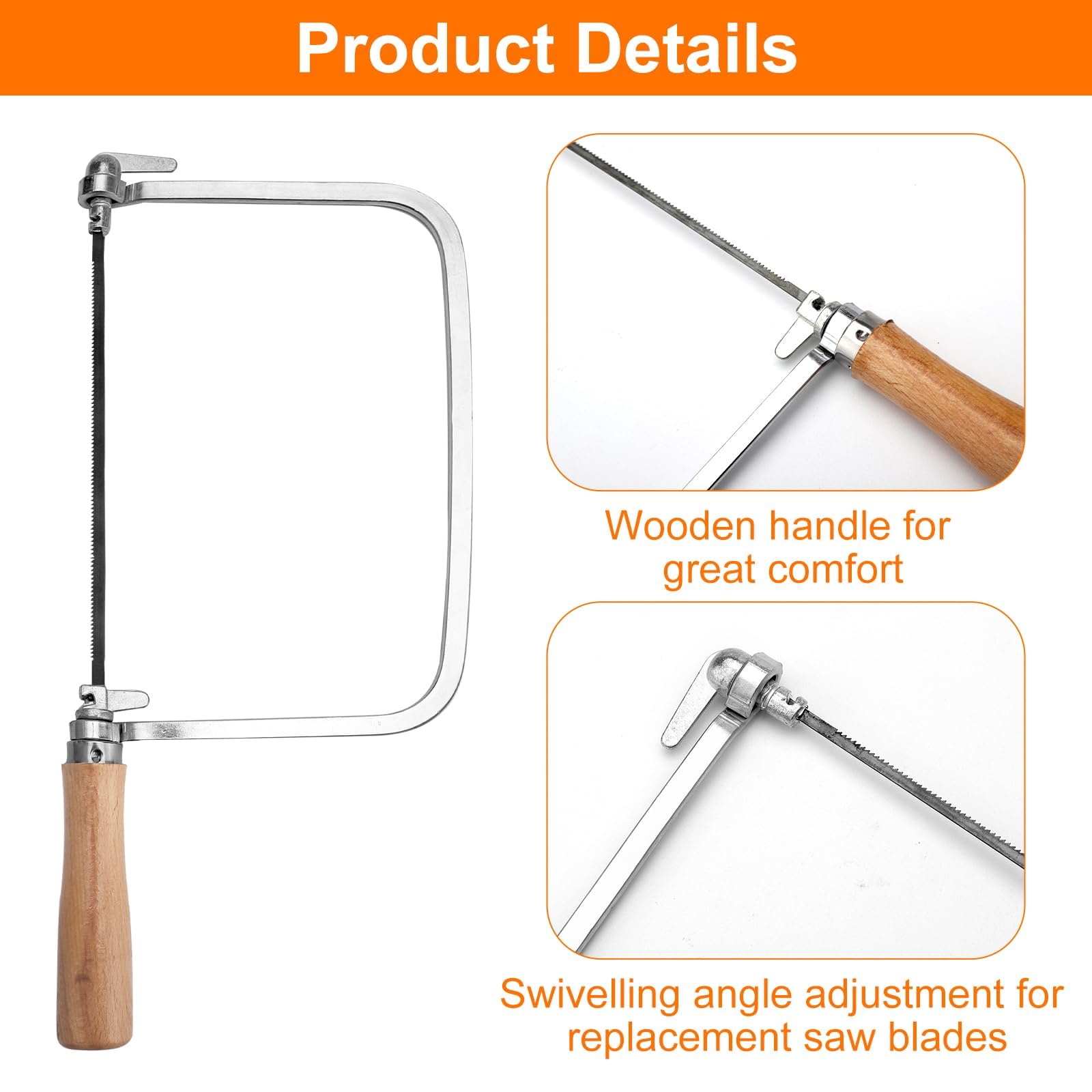 Laubsäge Set Mit 12 Sägeblättern (4-10) & Bogen – Für Holz Und Metall, Mit Holzgriff