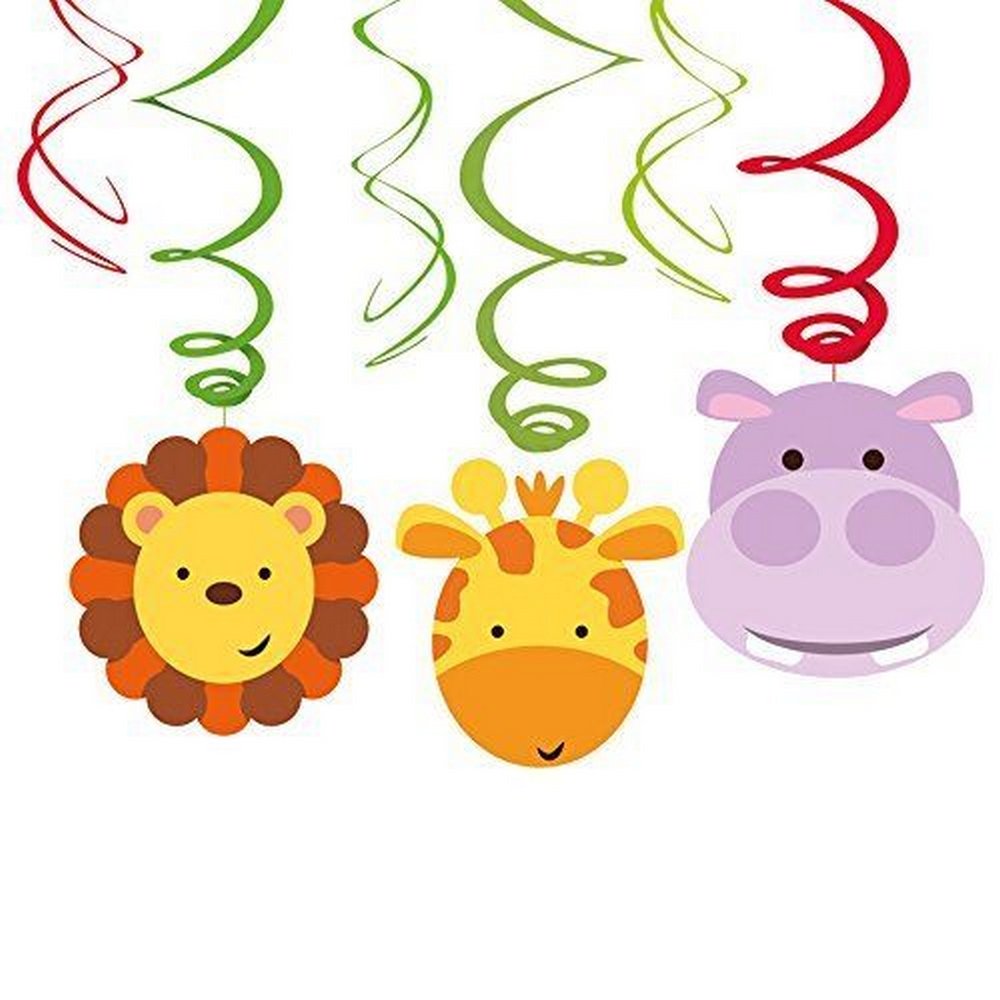 Amscan Jungle Party 9901924 - Jungle Friends Birthday Party Hanging Swirl Decorations - 6 Pack