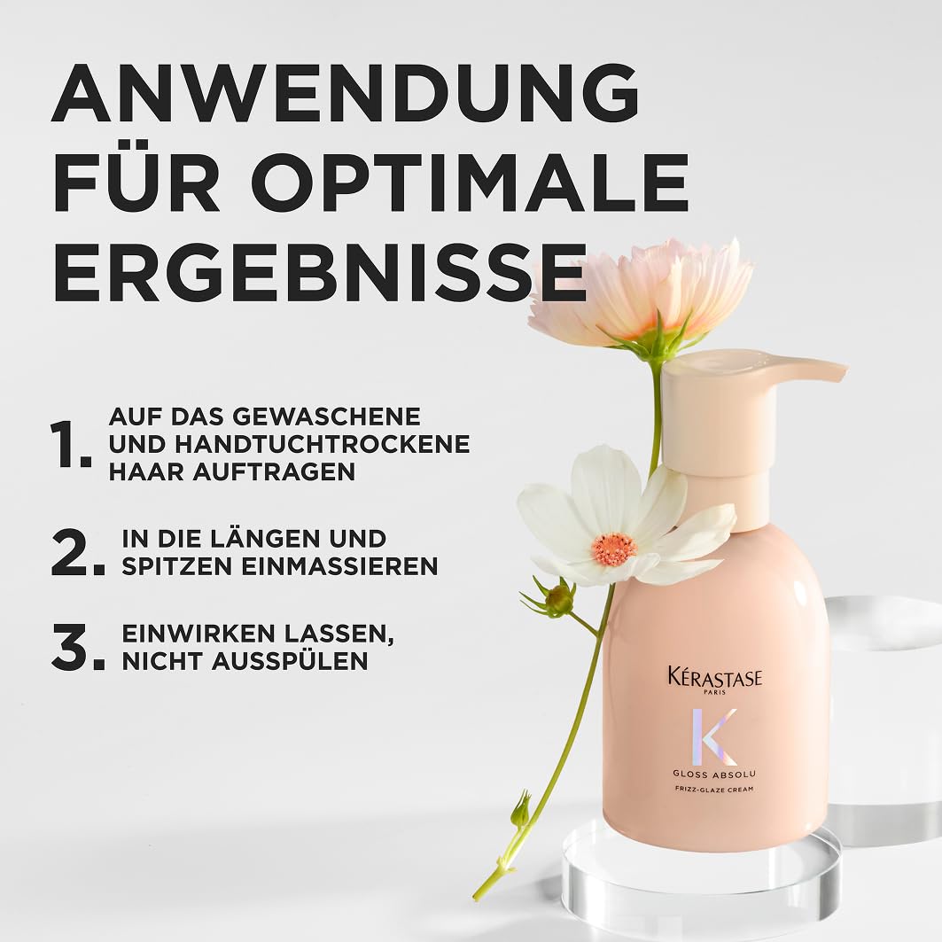 Kérastase Gloss Absolu Frizz-Glaze Cream, Leave-In Conditioner mit Hitzeschutz für die Haare, Anti-Frizz Styling & Curl Cream für Glanz & Geschmeidigkeit, Haarpflege für Damen, 240 ml