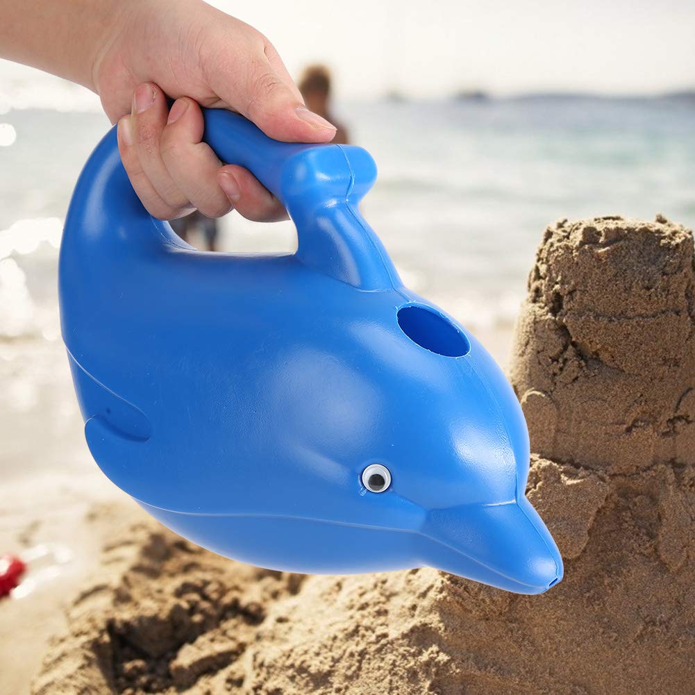 Stylebest 1200ml Cartoon Watering Can for Kids Beach Fun Eco-Friendly Plastic Gardening Tool Yellow Duck (dolphin blue)