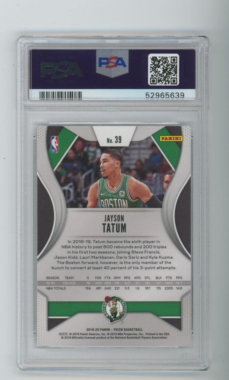 2019 Jayson Tatum Panini PRIZM #6 PSA 10 GEM MT Boston Celtics NBA Graded Card