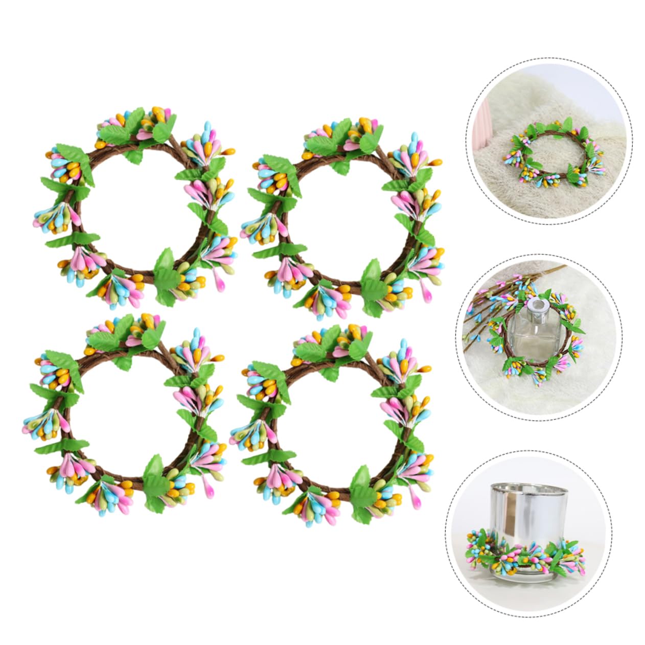 Cabilock 4 Set Di Pasqua Decorazione Ghirlanda Di Pasqua Prop Artificiale Bacche Anello Anelli Artificiale Pianta Artificiale 4 pezzi * 4