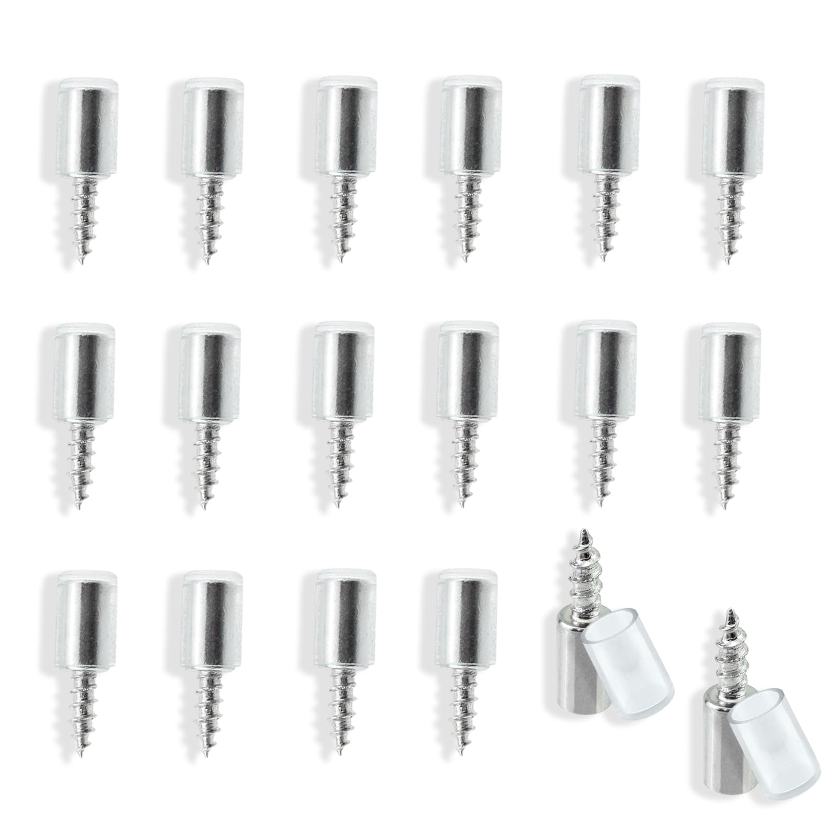 Fkizanthene Silver 20Pcs Shelf Support Pegs With Self Tapping Design, Cupboard Shelf Supports With Non Slip Sleeves For Kitchen Cabinet Wardrobe And Furniture Storage Installation