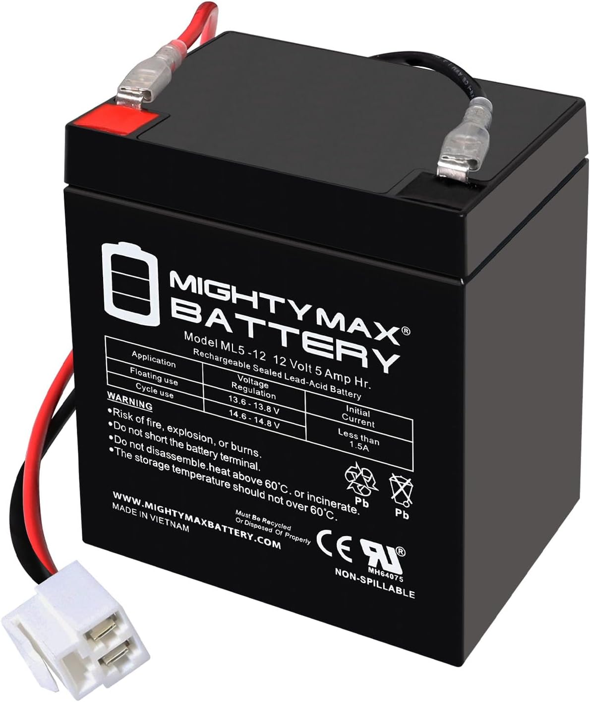 Mighty Max Battery 12V 5Ah F1 SLA Replacement Battery Compatible with Razor Crazy Cart