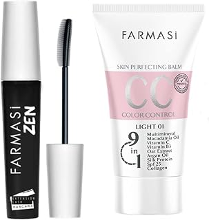 FARMASi Makeup CC Cream 1.7 Fl Oz (Light), Pure, Natural and Flawless Finish, Medium to Full Coverage, All-Day Hold, All Skin Types, Zen Mascara Extension Lash 0.27 Fl Oz