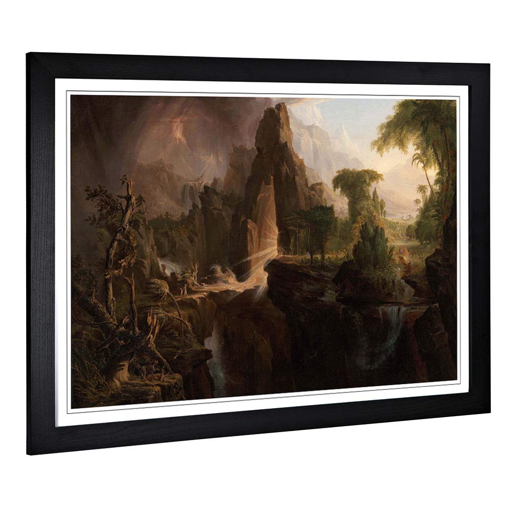 Big Box Art Framed Print of Thomas Cole Expulsion from The Garden of Eden Design | Wall Art Picture| Home Decor for Kitchen, Living Room, Bedroom, Hallway, Black, A2 / 24.5x18 Inch / 62x45cm
