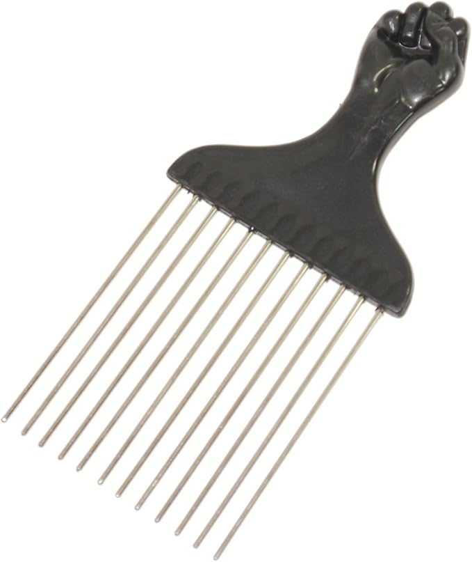 Fist Handle design Metal teeth Afro Hair Comb. Strong and resilient