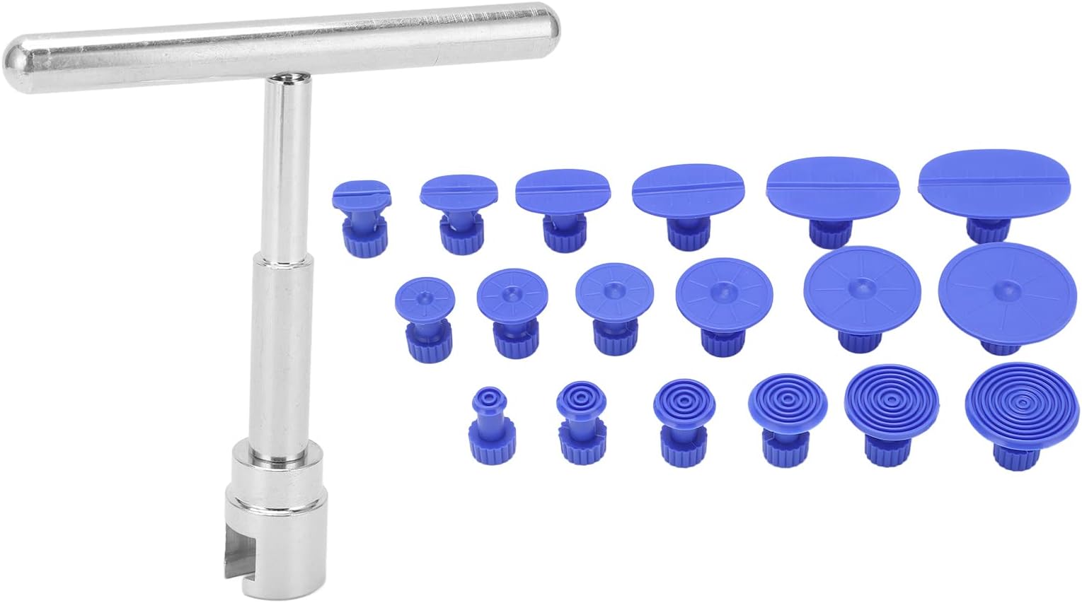Dent Removal T Bar, Paintless Dent Removal Puller T Bar with 18pcs Pulling Tabs Kit Auto Body Damage Repair Hand Tool Portable Dent Removal Kit Universal for Car