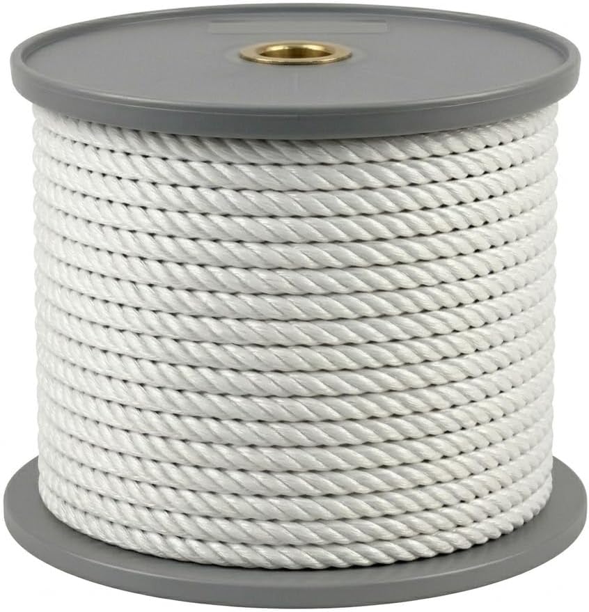 TN-38600 3/8 inch x 600 feet Twisted Nylon Rope - Dock Lines Anchor Rope Marine Farm Utility