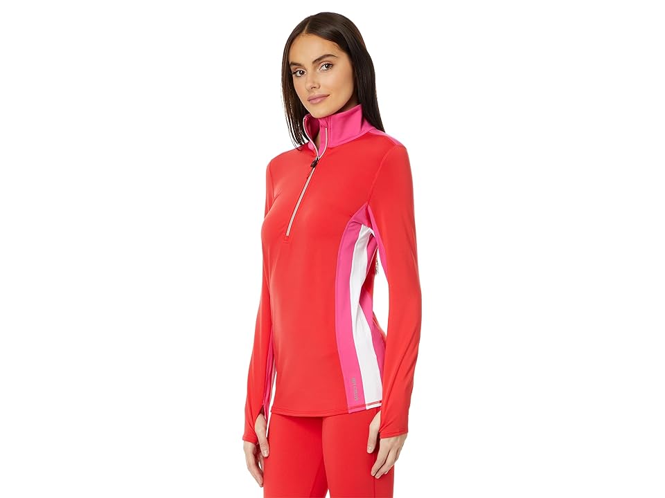 Hot Chillys Micro Elite Chamois Color-Block Zip-T (Modern/Fuchsia/White) Women's Clothing INTERNATIONAL SHIPPING