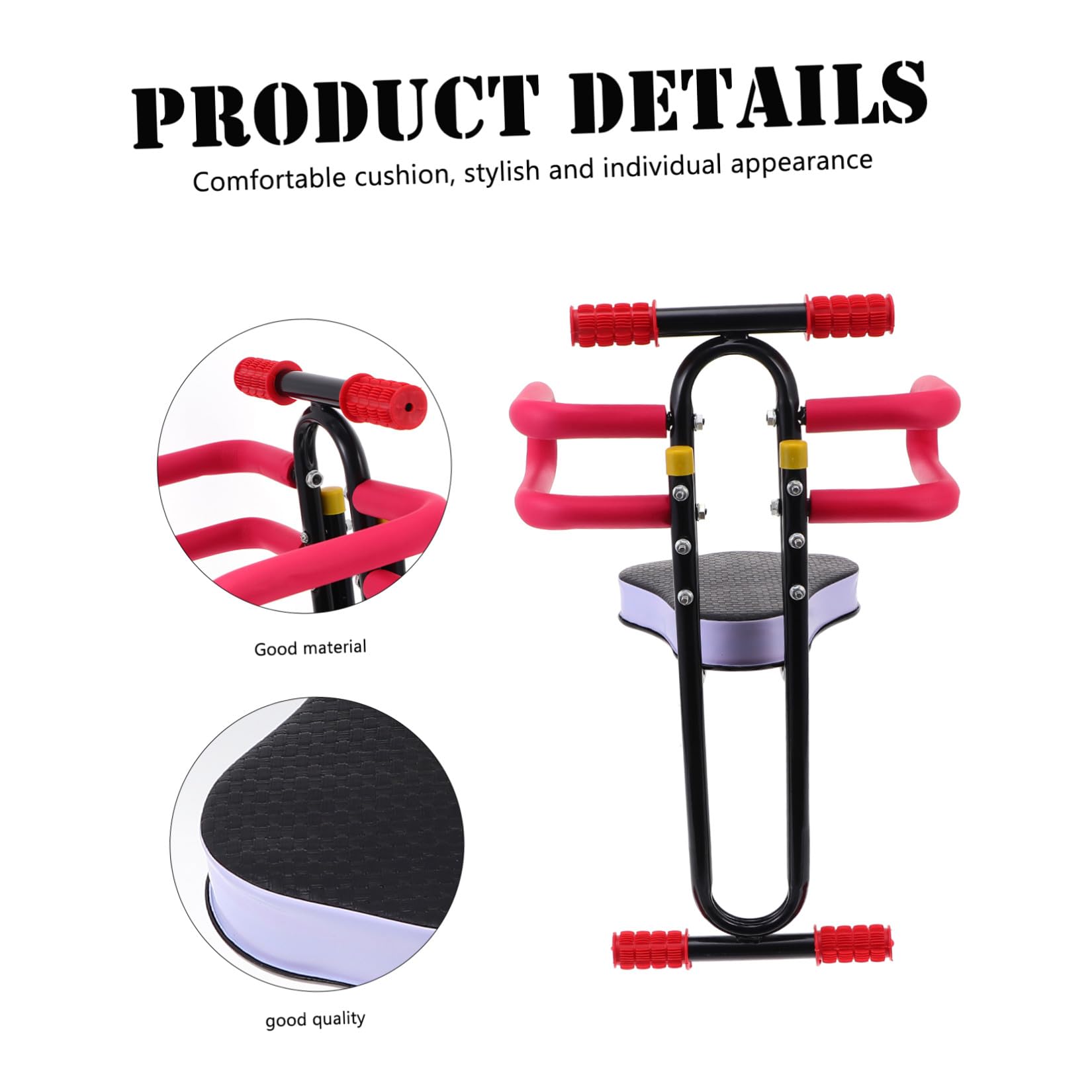 GANAZONO Sillín para Bicicleta Eléctrica Infantil Ajustable, 1 Set Negro