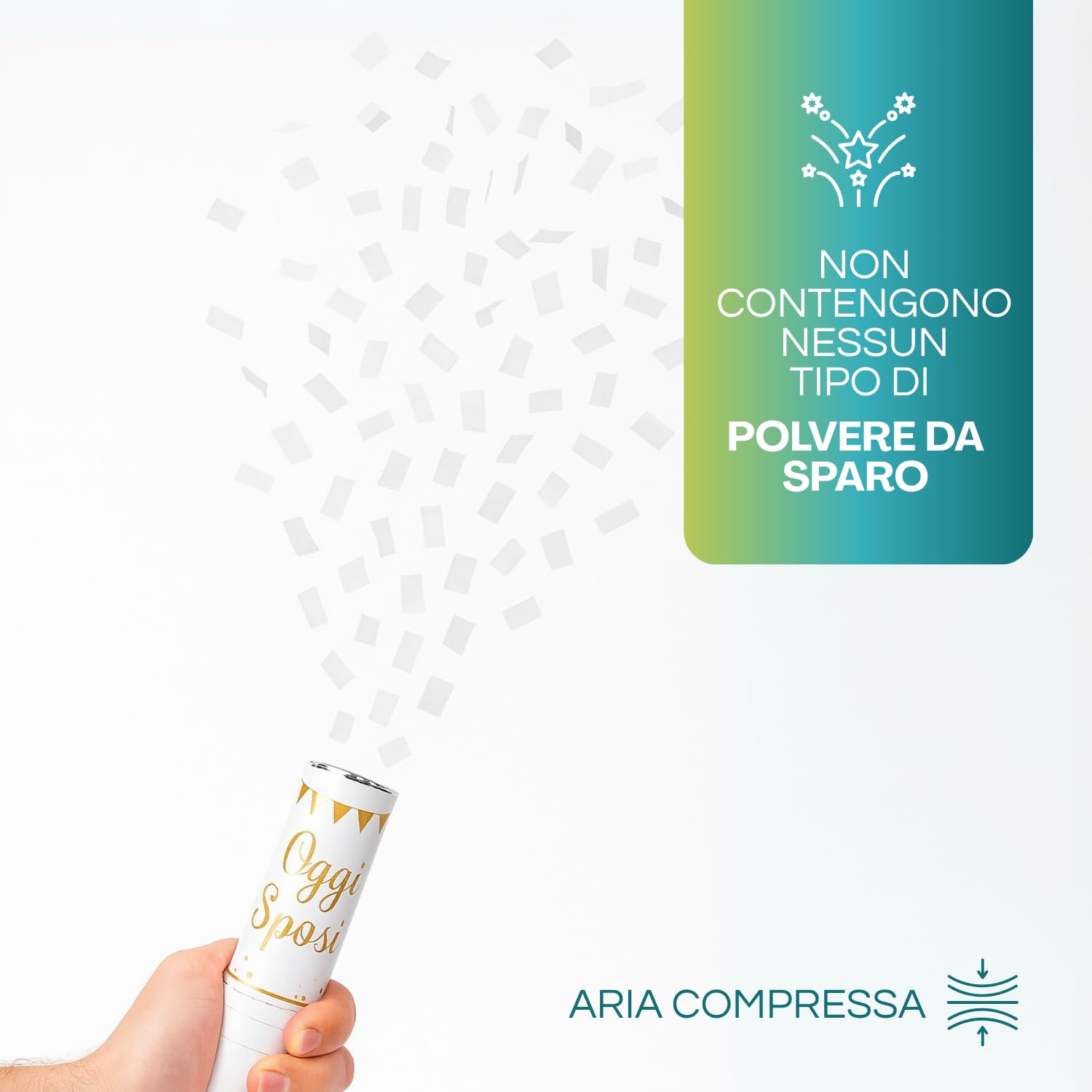 Palucart 12 sparacoriandoli Bianco spara coriandoli Bianco 40cm Cannone sparacoriandoli con coriandolo di Carta biodegradabile 9406