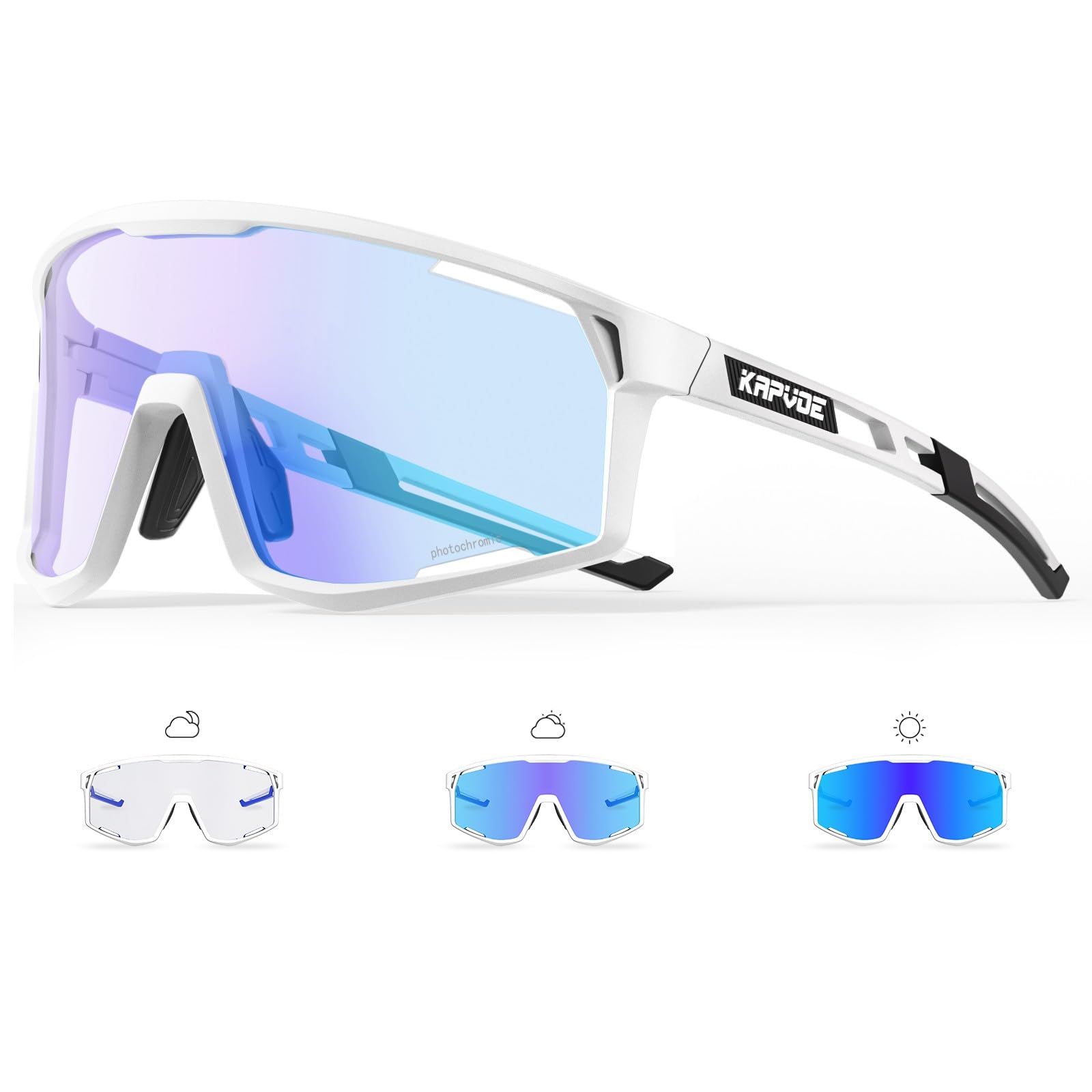 KAPVOE Gafas de Ciclismo Fotocromáticas Hombre Mujer TR90 Gafas de Sol Deportivas Running Transparente Gafas MTB Bicicleta Montaña Gafas Bici BTT Accesorios