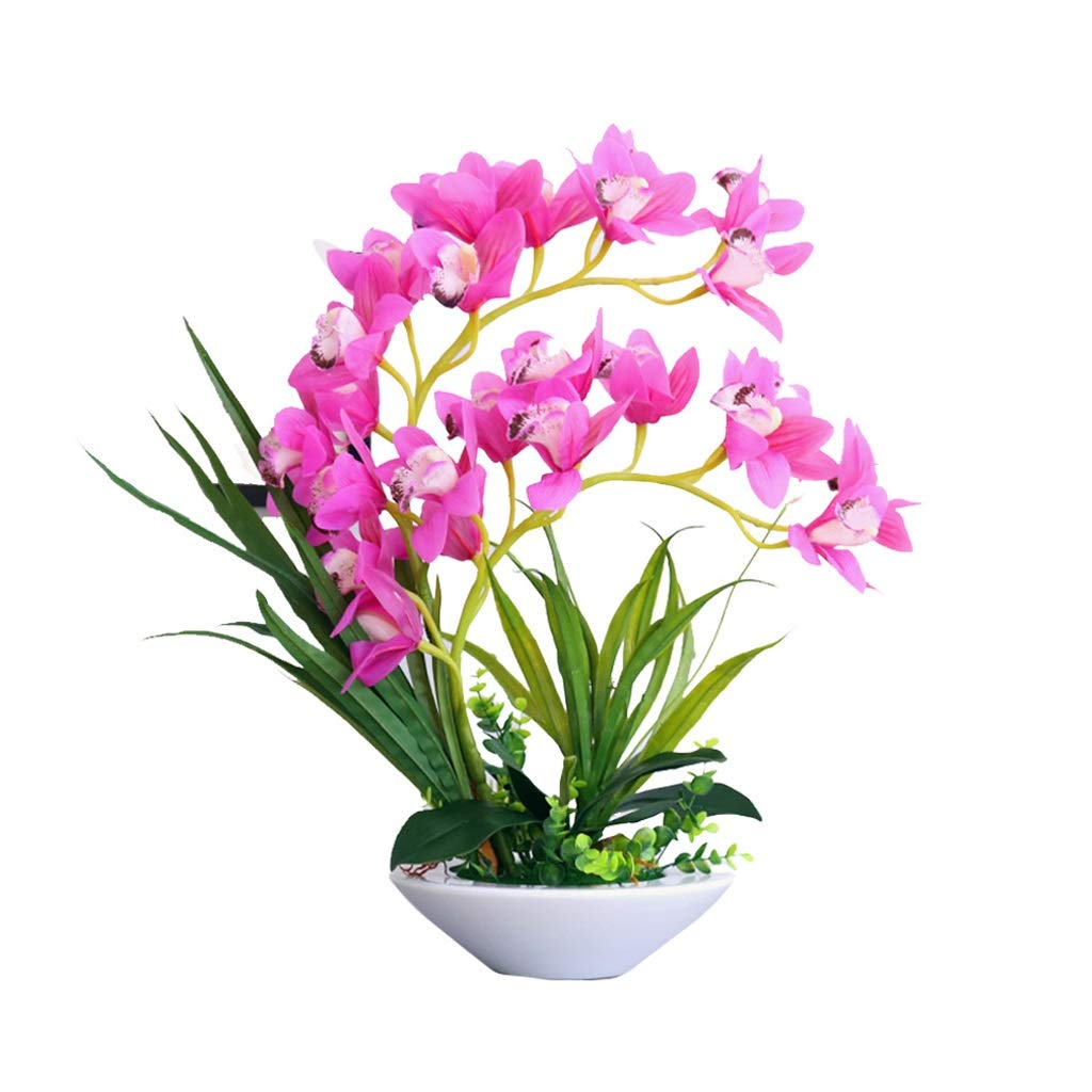 Sbziojhdr A Rtificial Flowers, Decor Rtificial Flowers With Vase Orchid Quality Ceramics Vaseilk Floweret For Home Decoration Faux Flowersd(A)