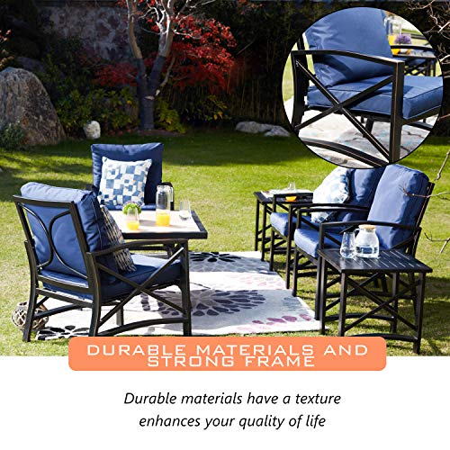 Image of LOKATSE Home Patio Outdoor Rocking Chair Bistro Sets with Coffee Table