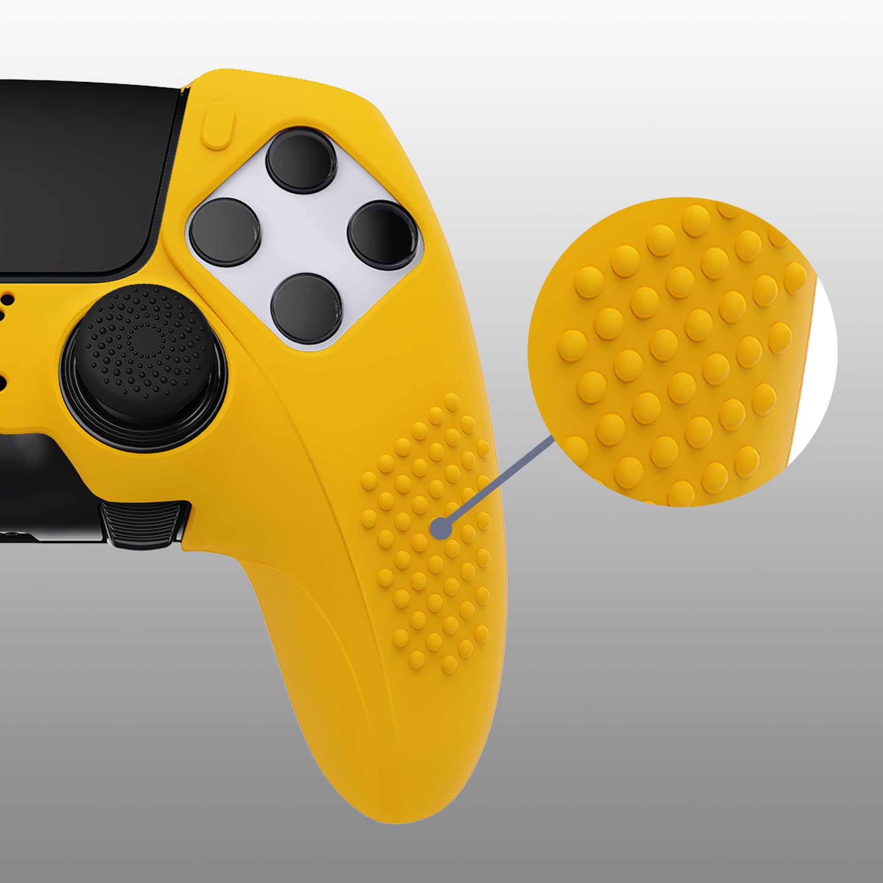 playvital Funda de Silicona Antideslizante con Tachuelas 3D para Controlador de PS5 Edge, Funda Protectora de Goma Suave para Controlador inalámbrico PS5 Edge con 6 Tapas de Agarre para el Pulgar,