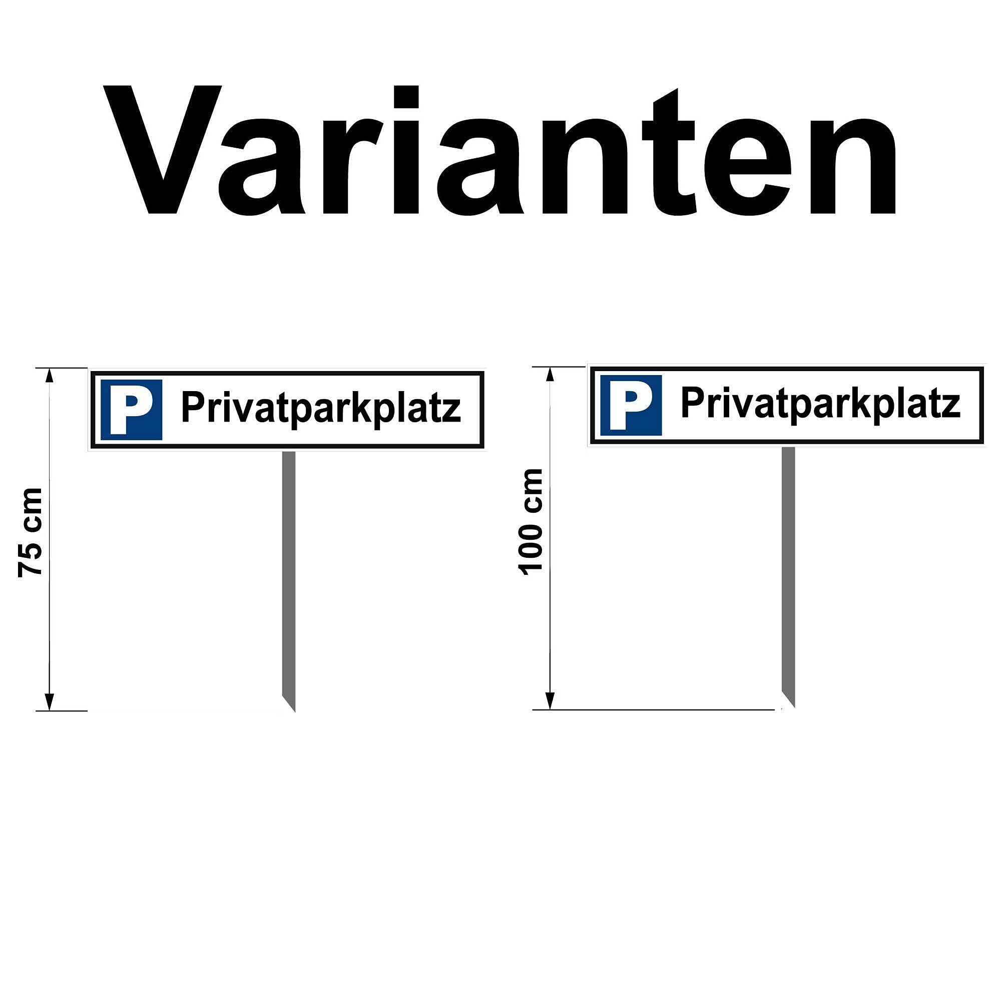 Parkplatz Schild - Privatparkplatz - 52 x 11 cm mit Pfosten 75 cm Privatgrundstück, Parken verboten, Verbotsschilder, Privat, Parkplatzschilder, Parkverbot, Parkschilder