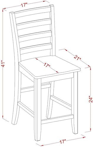 Miniatura 3 de East West Furniture FAS-CAP-W Fairwind Taburetes de comedor de altura de mostrador, sillas de asiento de madera con respaldo de escalera, juego de