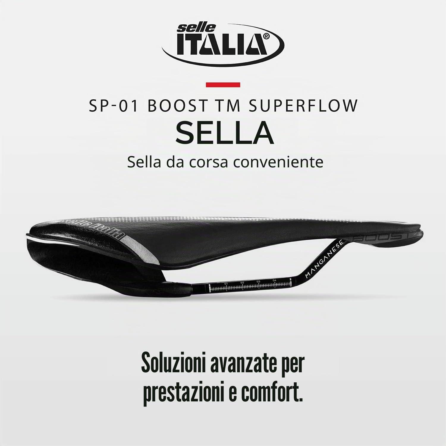 Selle Italia Sp-01 Boost Tm Superflow - Sella Bicicletta da Strada con Design Moderno, Comoda con Foro Superflow Unisex Adulto