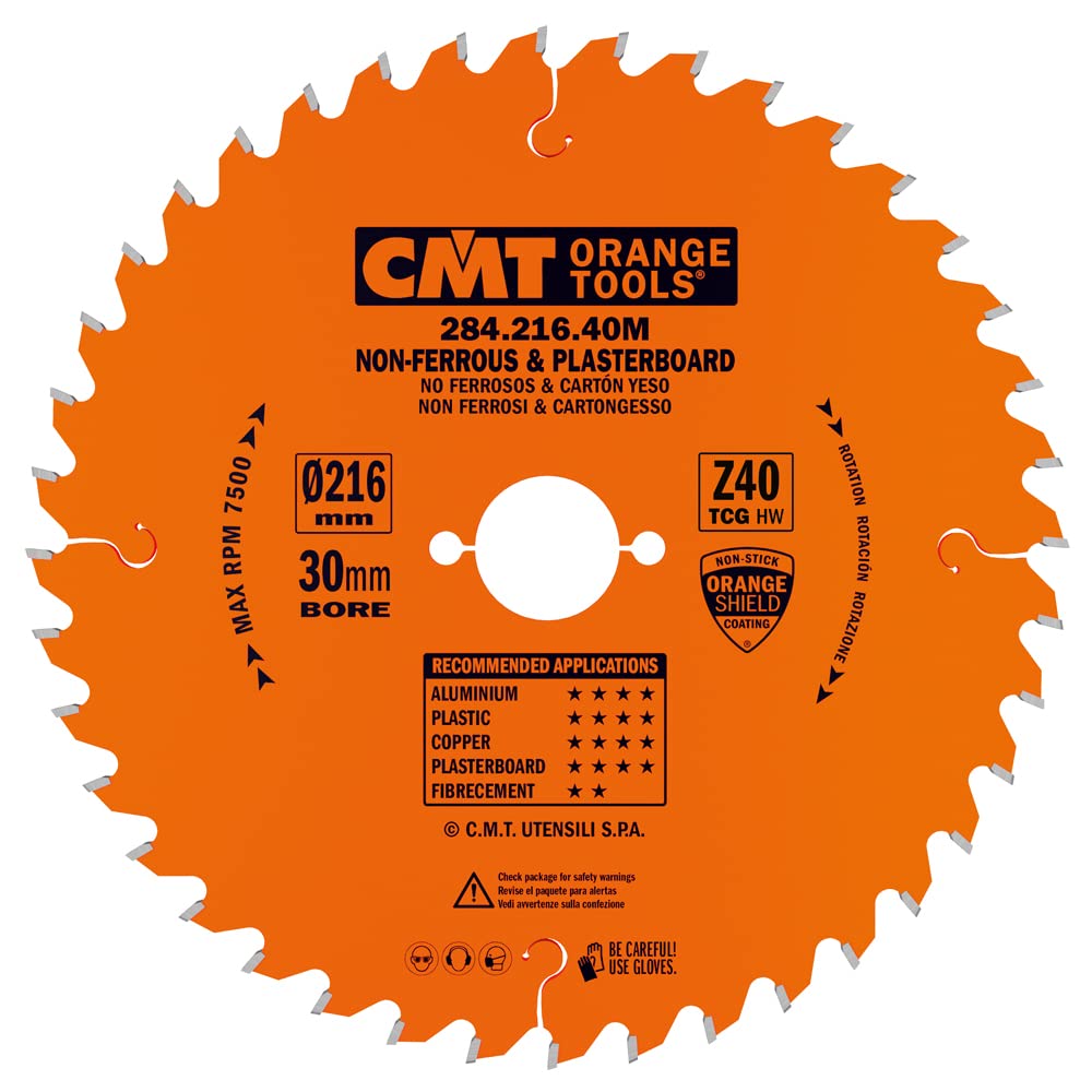 CMT 284.216.40M – Sierra circular para materiales no ferrosos PVC and laminados HW 216X2.6/2.2X30 Z40 TCG 5°POS