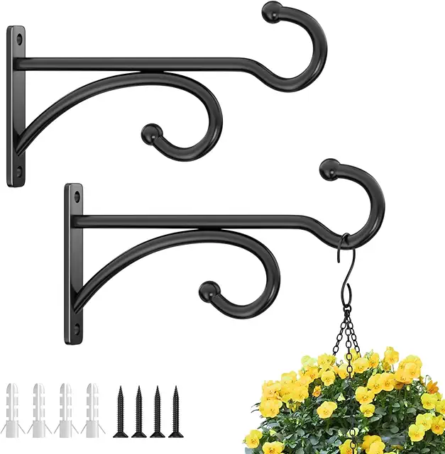 2-Pack 15cm Metal Plant Hanger Hooks for Indoor & Outdoor Hanging Baskets