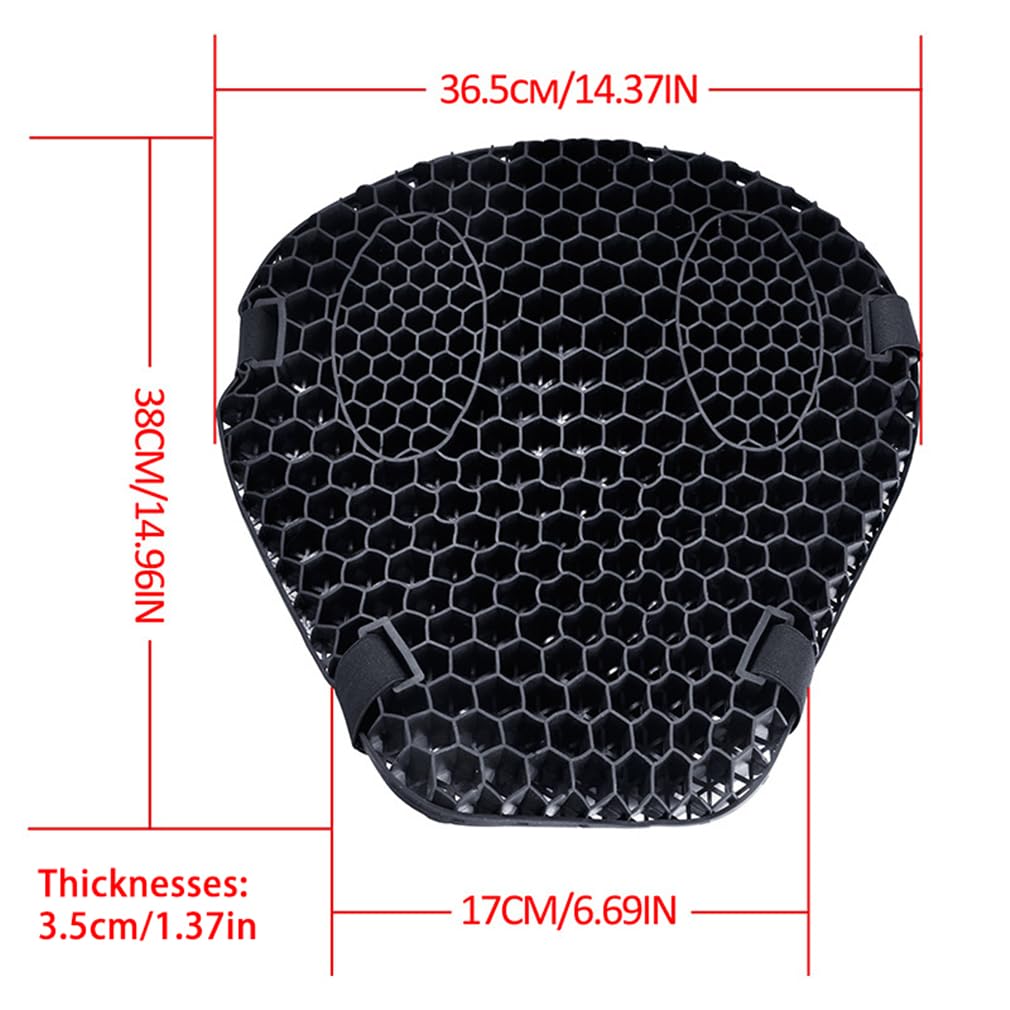 Universal Motorcycle Gel Seat Cushion, 3D Honeycomb Shock Absorbing Seat Pad, Heat-Insulating And Breathable Motorbike Gel Cushion, Stay Cool And Comfortable for Long Ride (With mesh cover)