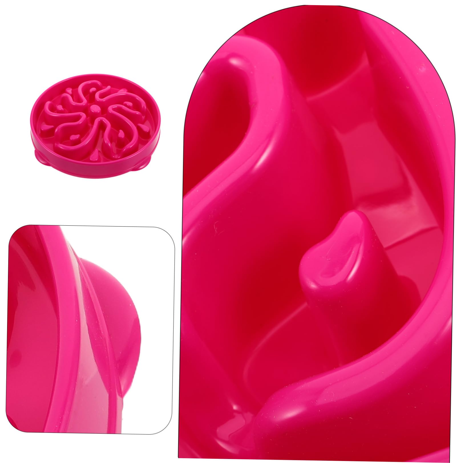 Comedero Lento para Perros y Gatos de Gran Capacidad, Cuenco Plástico Diseño Antiatragantamiento en Forma de Flor, Tazón Antipánico Rosa Fucsia para Alimentación Saludable y Lenta