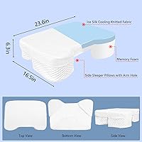 Vista 6 de Almohada para dormir de lado con orificios para los brazos, almohada de espuma viscoelástica para alivio del dolor cervical, cuello y hombros, Blanco