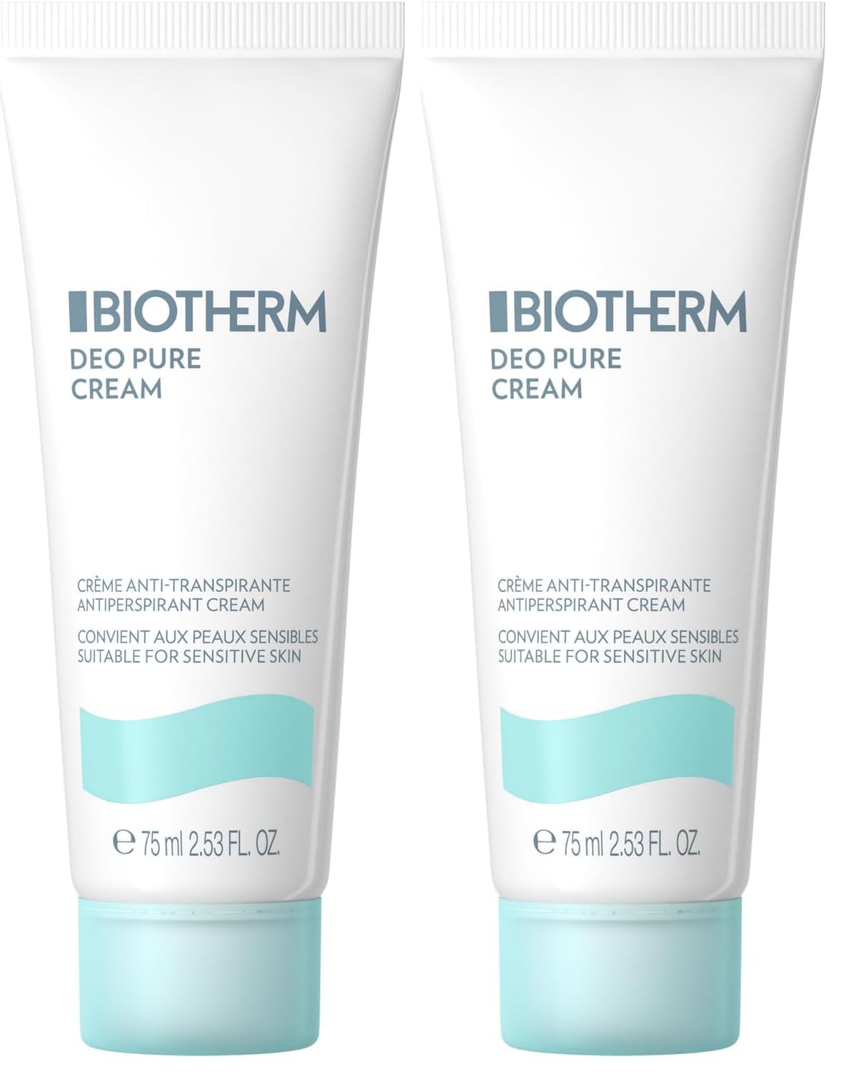 Biotherm Deo Pure Creme, antitranspirantes Deodorant, pflegende Deocreme mit beruhigendem Kamille-Extrakt, wirksamer Schutz vor Schweißgeruch für sensible Haut, 75 ml (Packung mit 2)