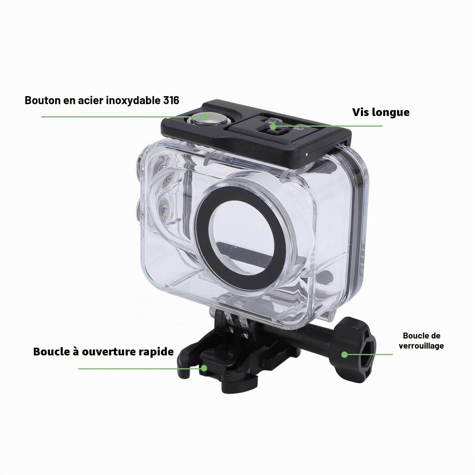 Étui de Plongée de 60m / 196ft pour Go 3s, Go 3, sous-Marin de Boîtier de Protection en Plongée Profonde, Accessoires de Caméras d'action (sans Filtre)
