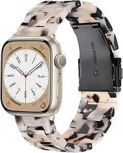 CRIS-BAND Compatible with Resin Apple Watch Bands Series 7/8/9/10/11 46mm 45mm 44mm 42mm for Women,Fancy Strap for iWatch Ultra 3/2 49mm Series 6/5/4/3/2/1/SE3 Slim Light Bracelet Wristband