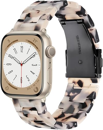 CRIS-BAND Compatible with Resin Apple Watch Bands Series 7/8/9/10/11 46mm 45mm 44mm 42mm for Women,Fancy Strap for iWatch Ultra 3/2 49mm Series 6/5/4/3/2/1/SE3 Slim Light Bracelet Wristband