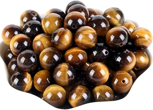 Miniatura 5 de AsVrai U 100 cuentas redondas de piedra natural de ojo de tigre amarillo de 0.23 pulgadas para hacer joyas, collares, pulseras