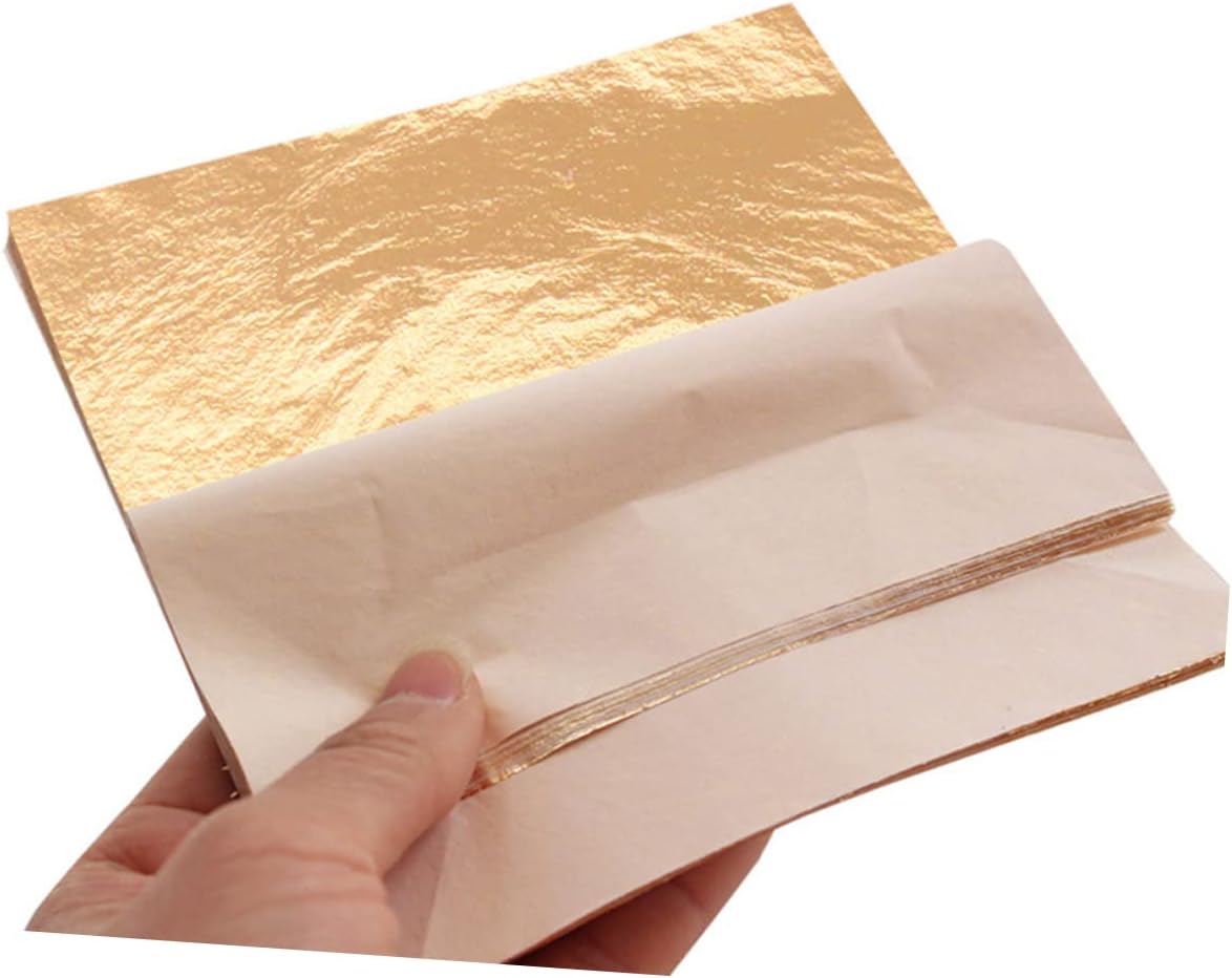 100pcs Imitation Gold Foil Paper for Arts Crafts Lightweight Decorative Leaf for Painting Scrapbooking and Home Decor Gold Plating