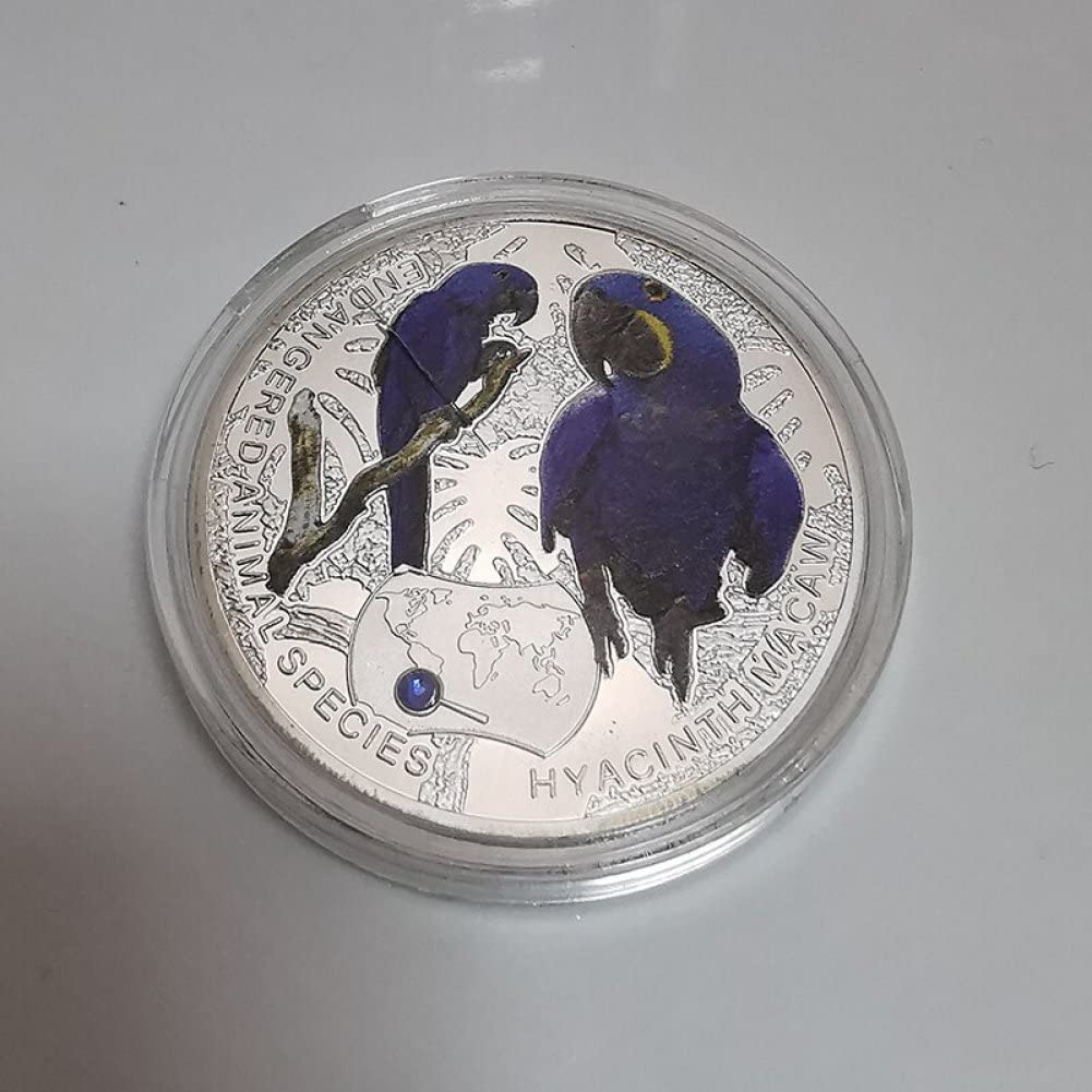 Médaille Commémorative Ara – Pièce De Collection Argentée 40 Mm, Micromoulage, Cadeau Faune Pour Collectionneurs