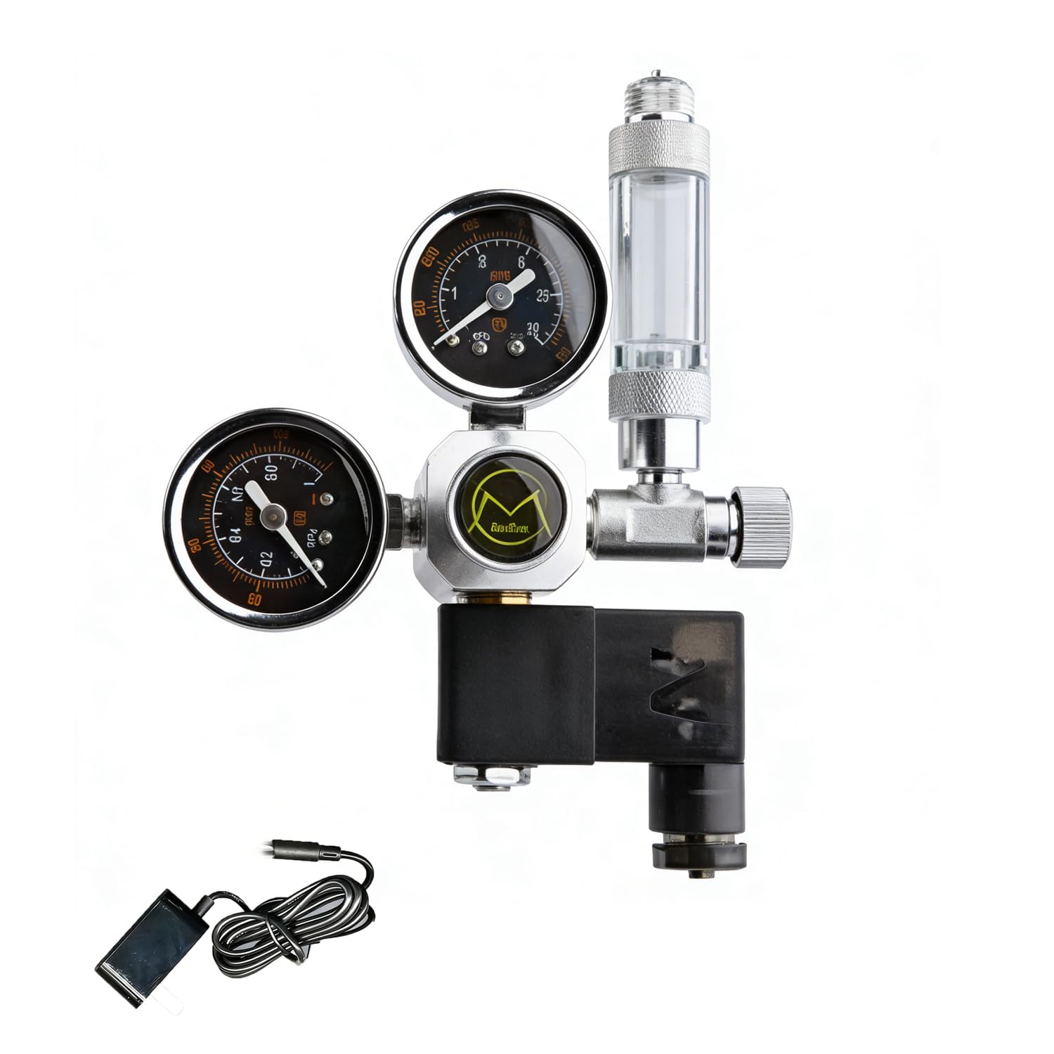 Co2 Aquarium,Régulateur Co2 pour Aquarium, Double Manomètre avec Électrovanne, avec Compte-Bulles, Interface w21.8