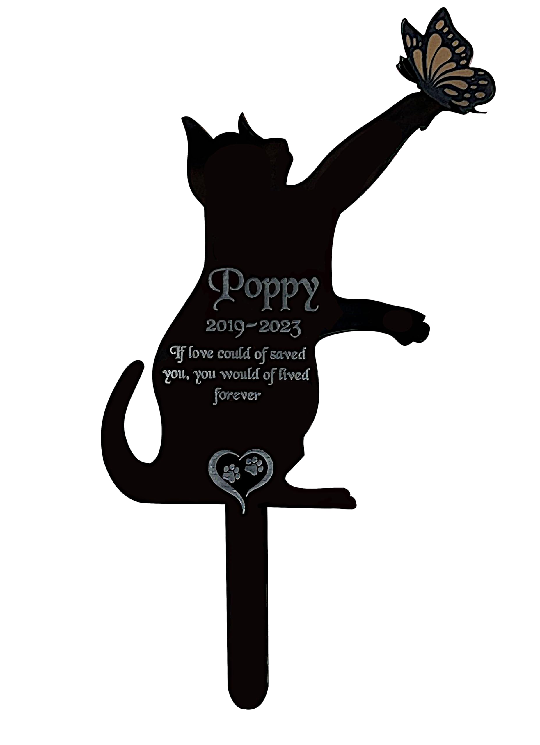 GLUCE Personalised, Pet Memorial Plaques, Memorial plaque for graves, Cat, Dog, Rabbit, Garden Sign, Marker Spike, Feather
