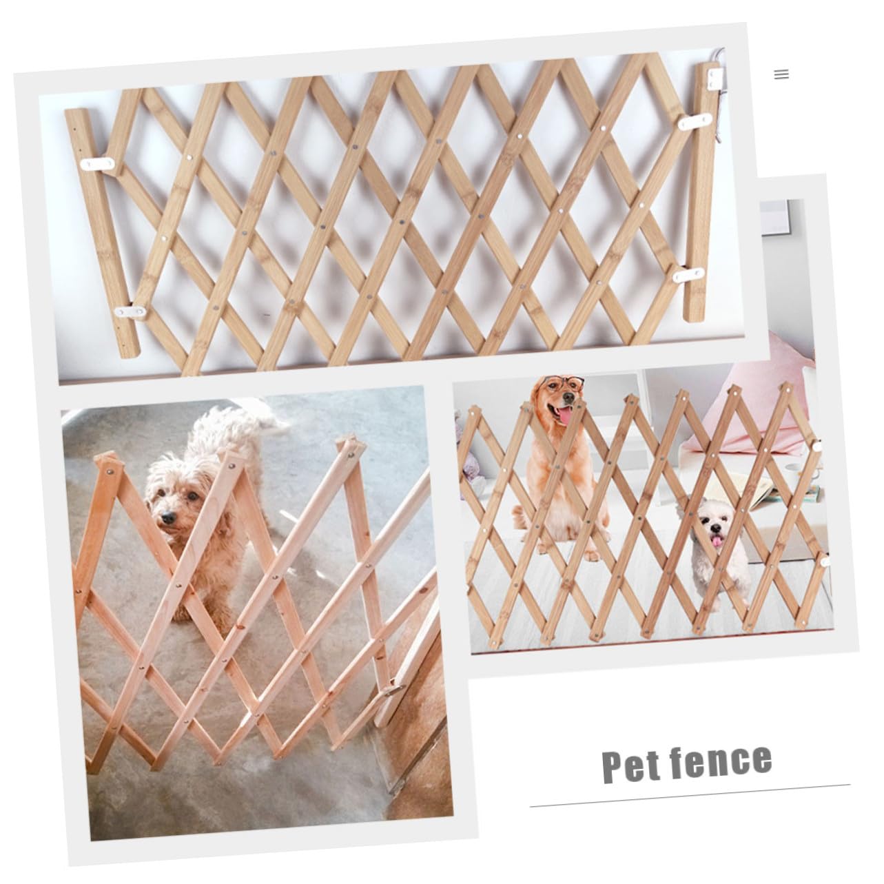 BESPORTBLE Puerta de Seguridad para Mascotas de Madera Fácil Desmontaje, Valla Protectora para Perros Adecuado para Escaleras y Uso Hogar