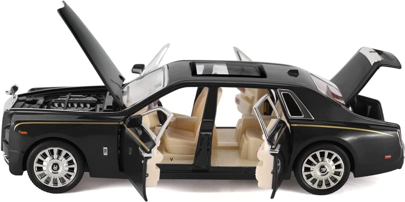MANAKI ENTERPRISE 4 Wheel Drive Metal Car Pull Back with Open Doors, Engine Cover, Tail with Front and Rear Light & Music Great Gift for Boys and Girls Above (Rolls Royce)
