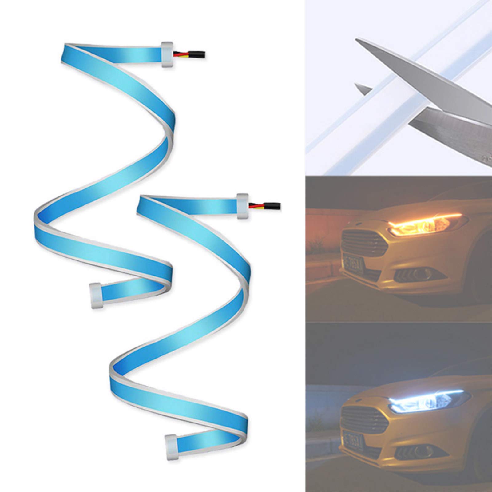 Buy 2 x Daytime Running Lights, LED DRL Turn Signal Switchback Indicator Flexible Dual Color
